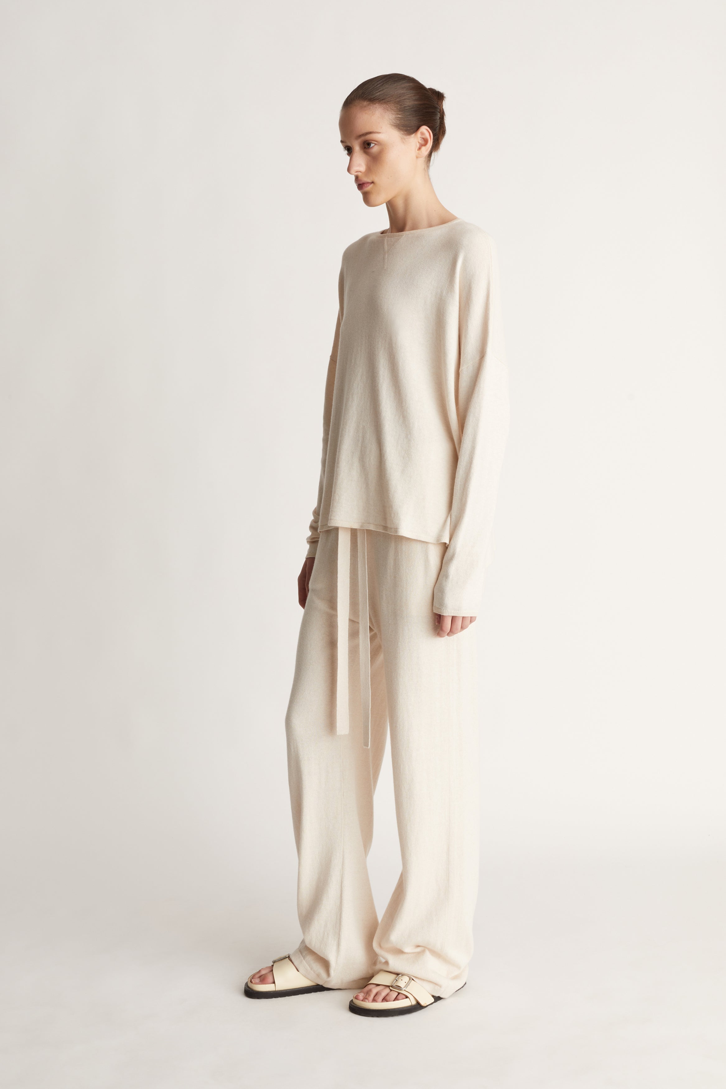 Cotton Cashmere Boxy Knit in Oat