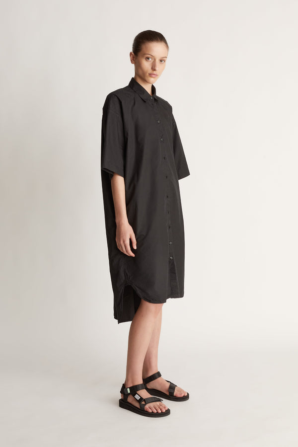 LM Poplin Short Sleeve Shirt Dress Black