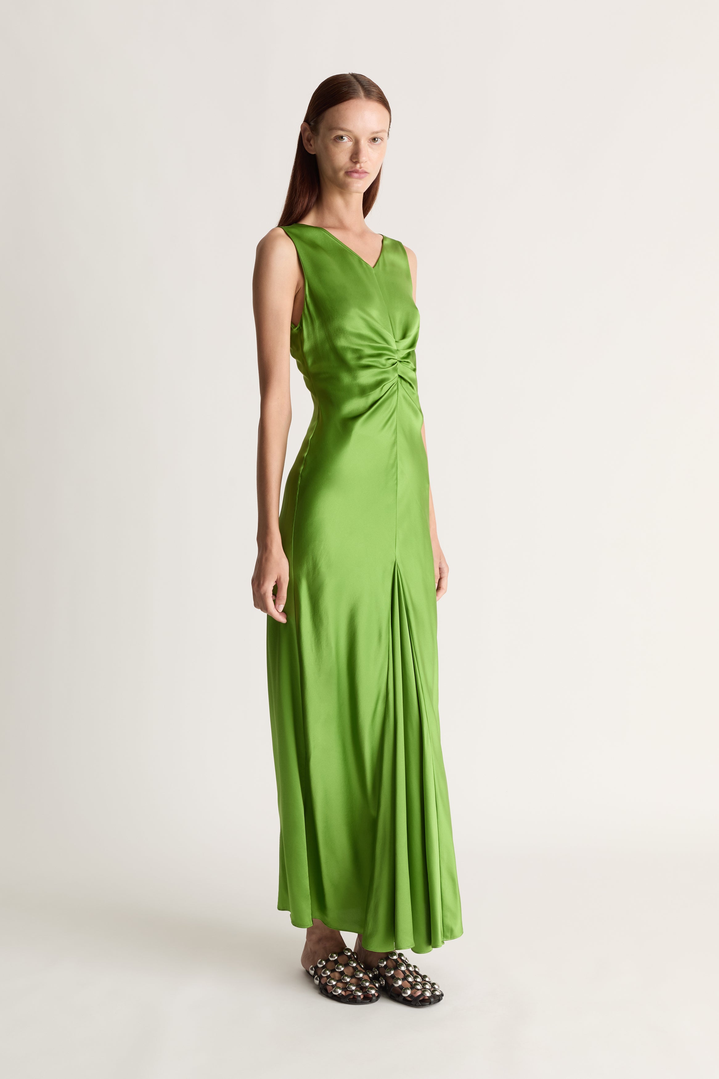 Stella Silk Satin Ruched Dress