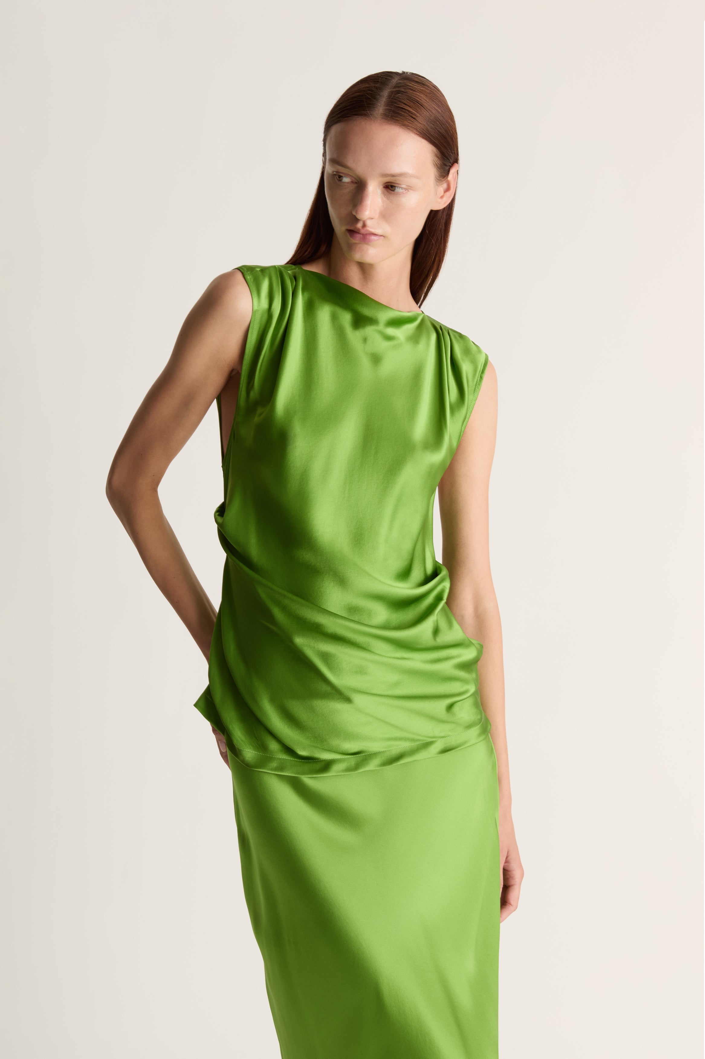 Stella Silk Satin Drape Top