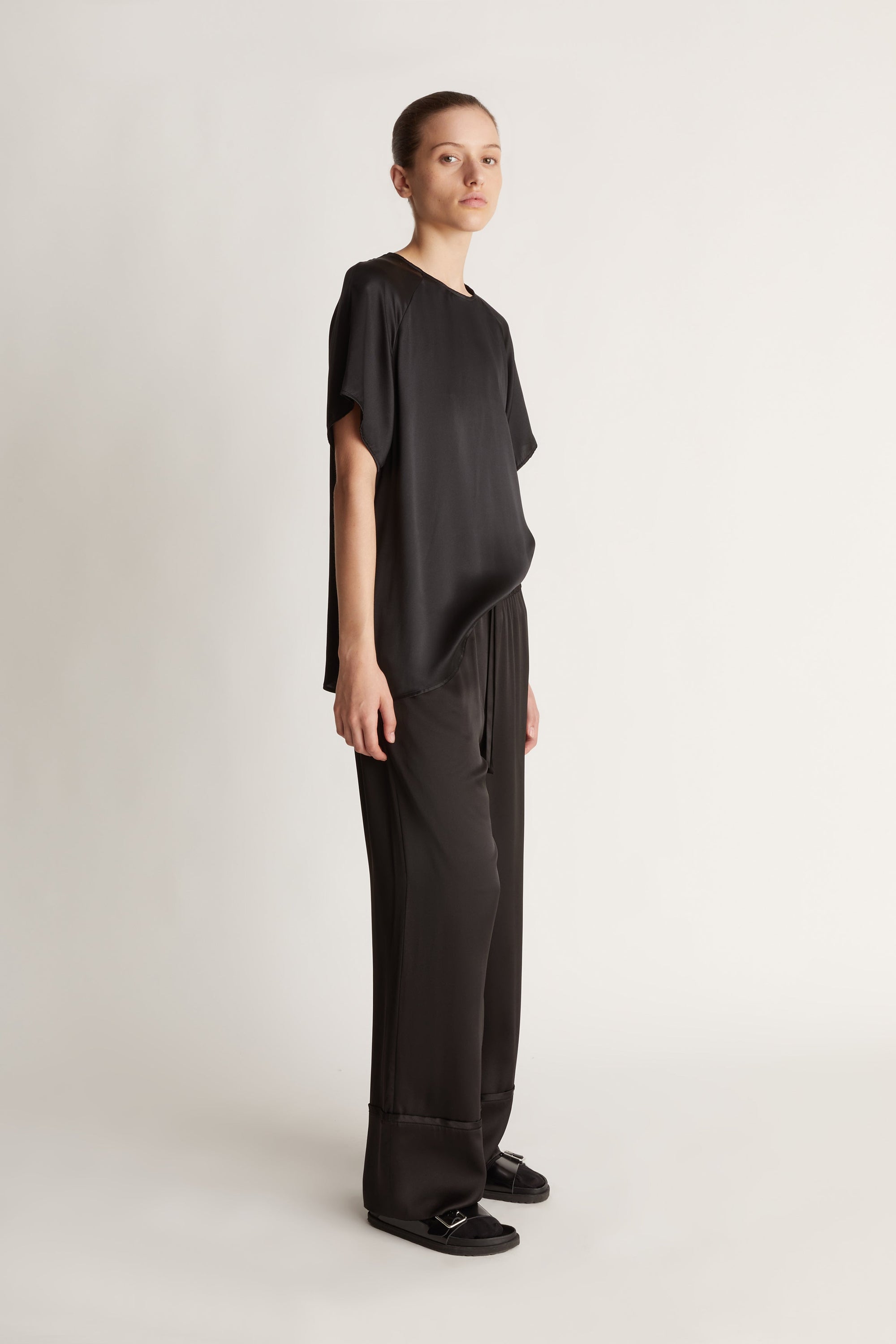 Stella silk satin pant black 100% silk