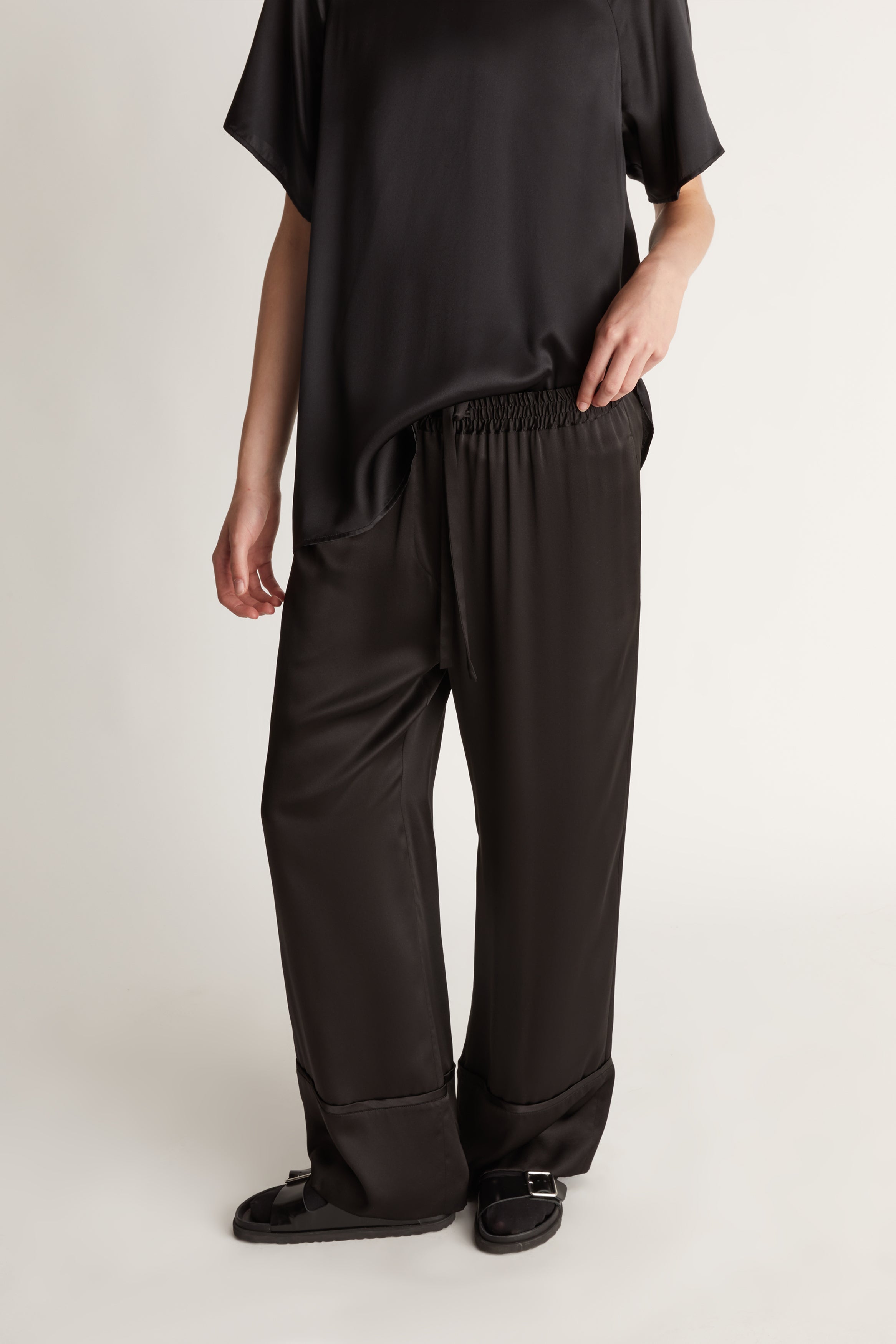 Stella silk satin pant black 100% silk