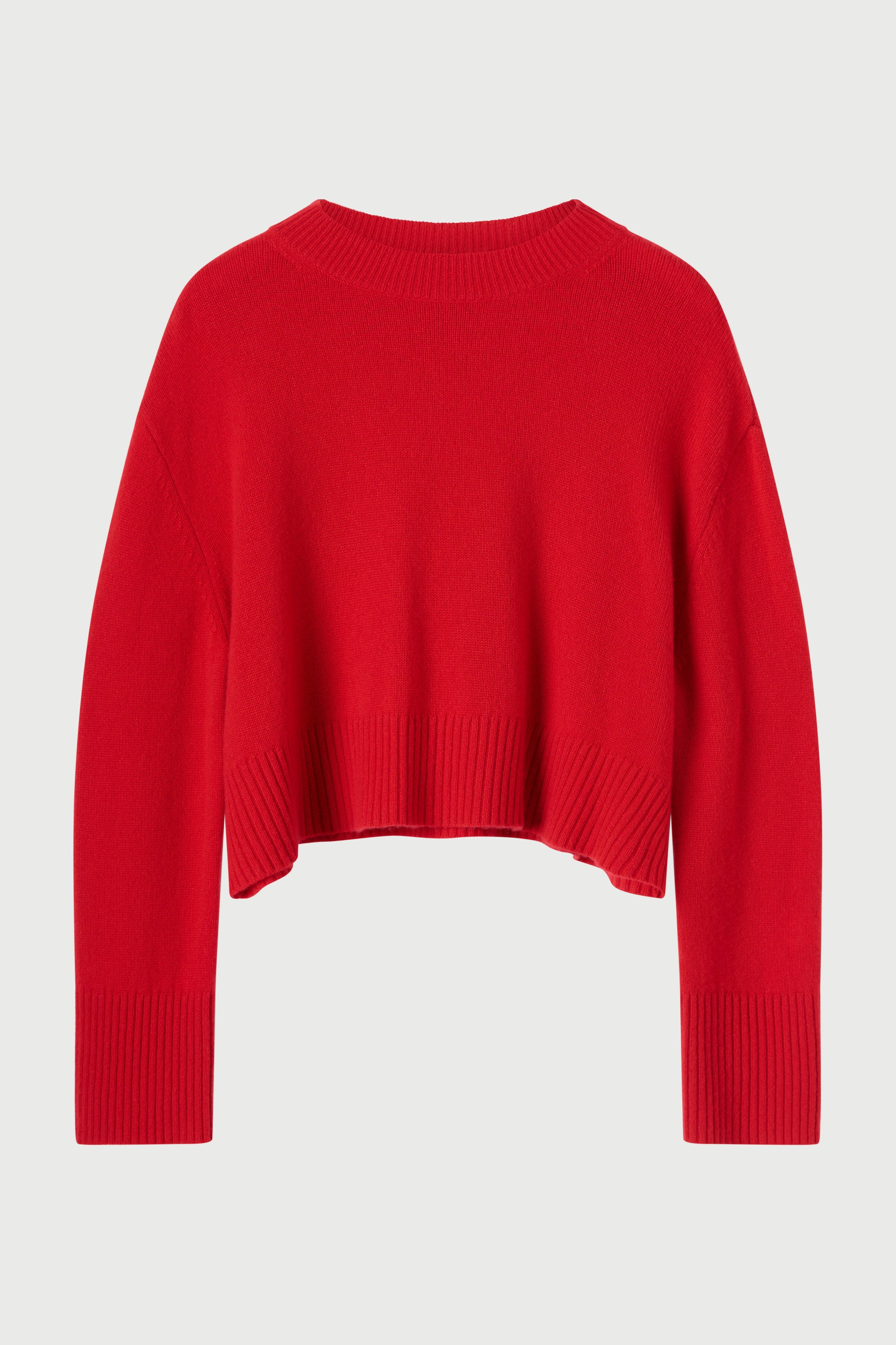 Cashmere Cropped Crewneck in Ruby