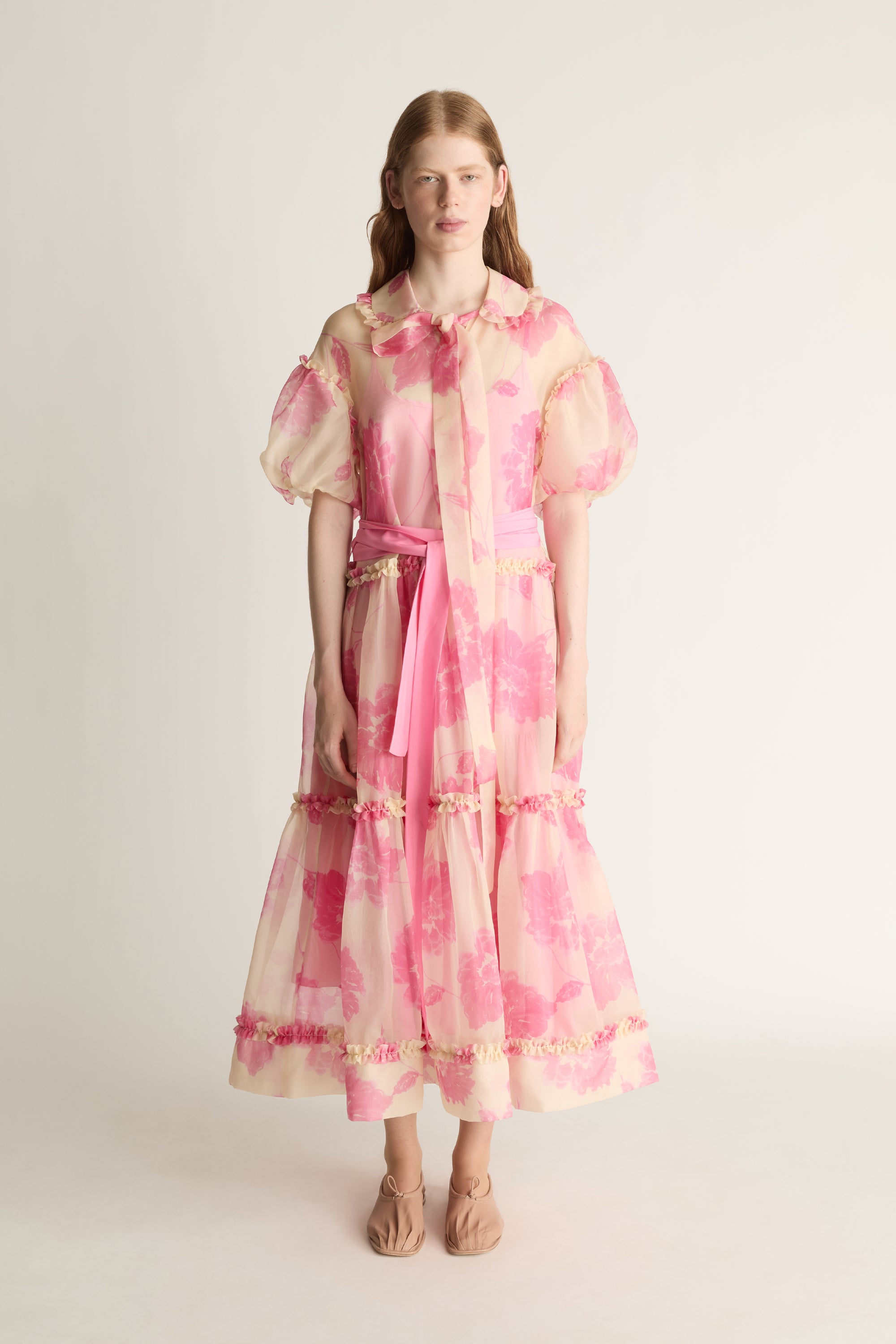 lee mathews pink dress Scoop Neck Long Dress