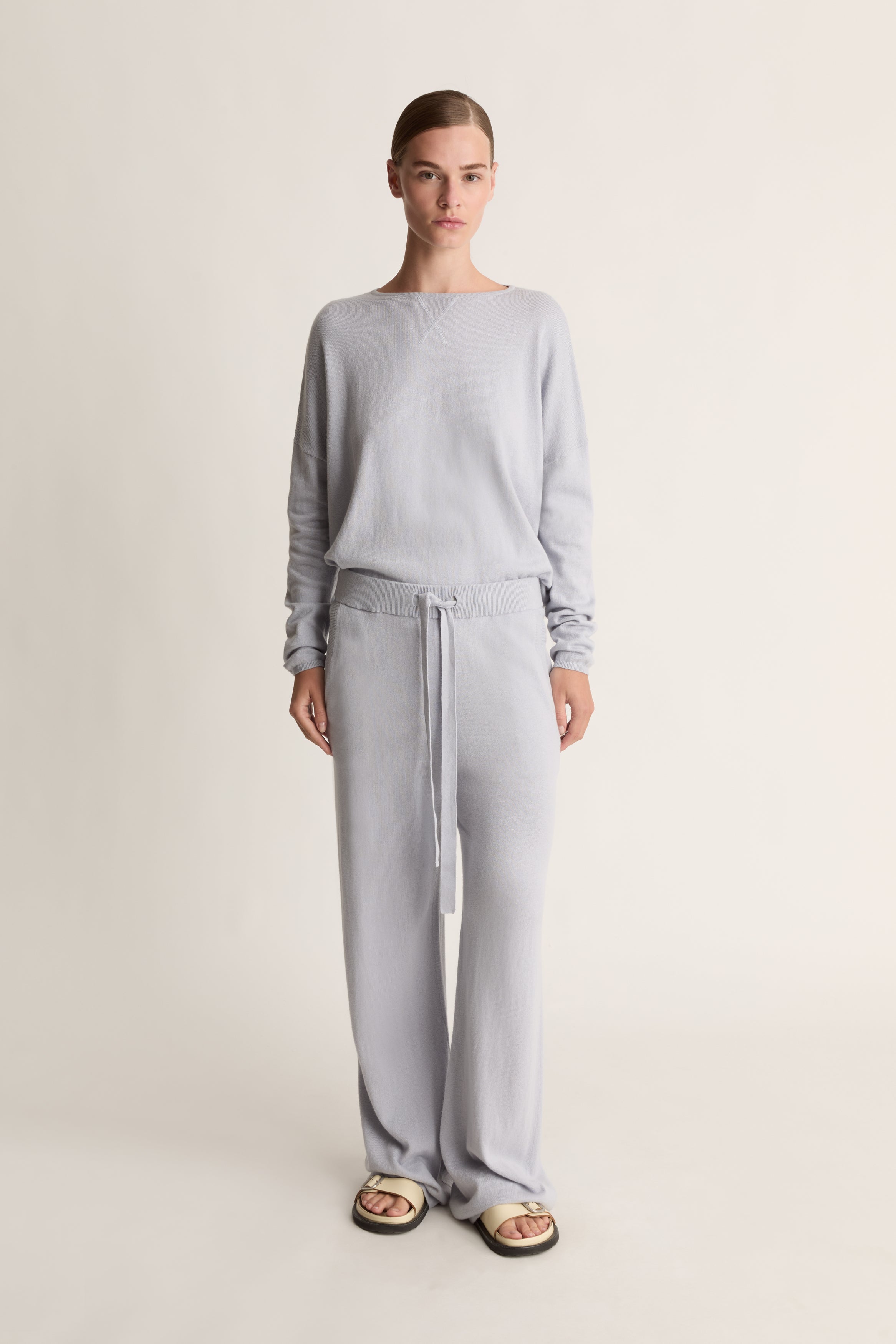 Cotton Cashmere Wide Leg Pant