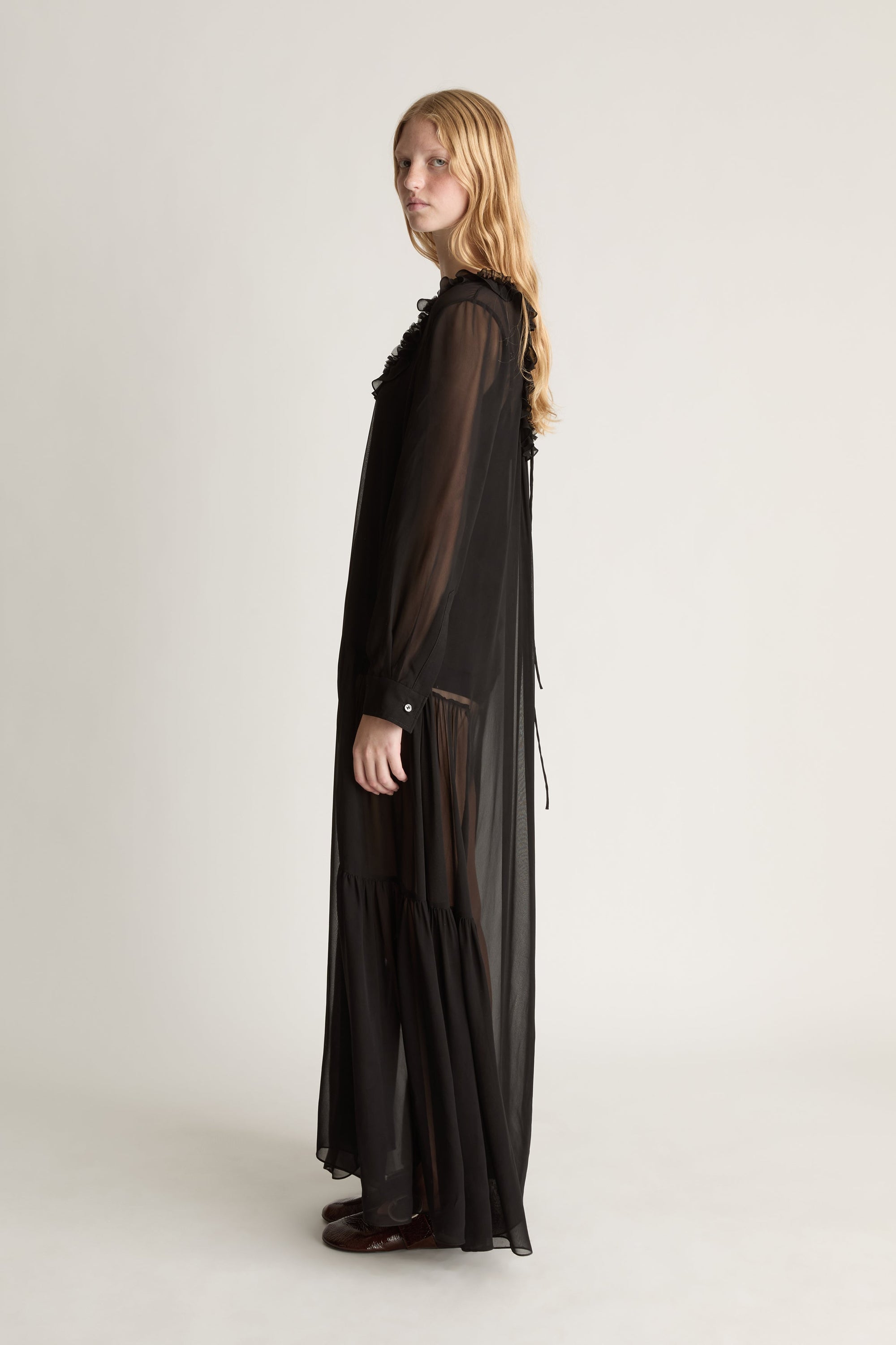 Evelyn Georgette LS Dress