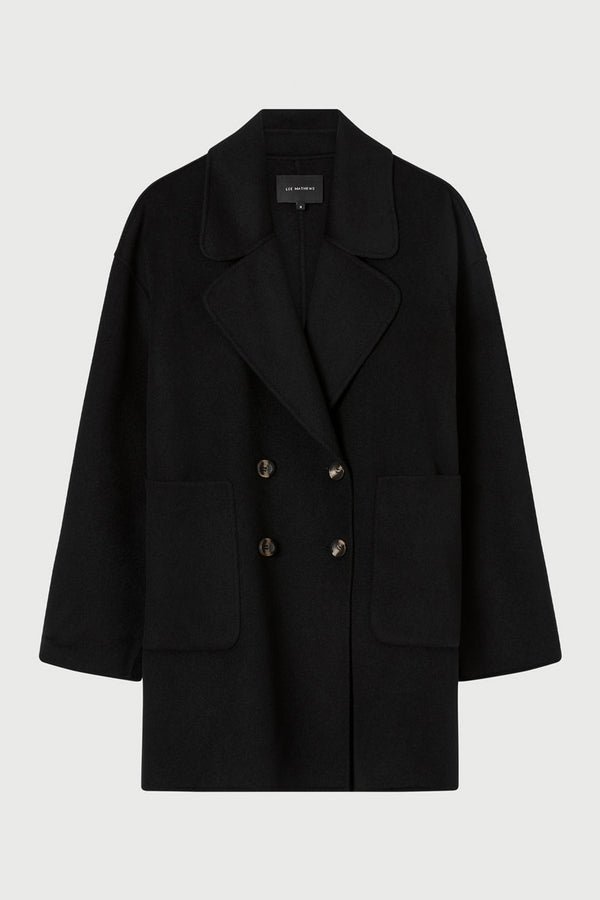 Florentine Cashmere Pea Coat in Black