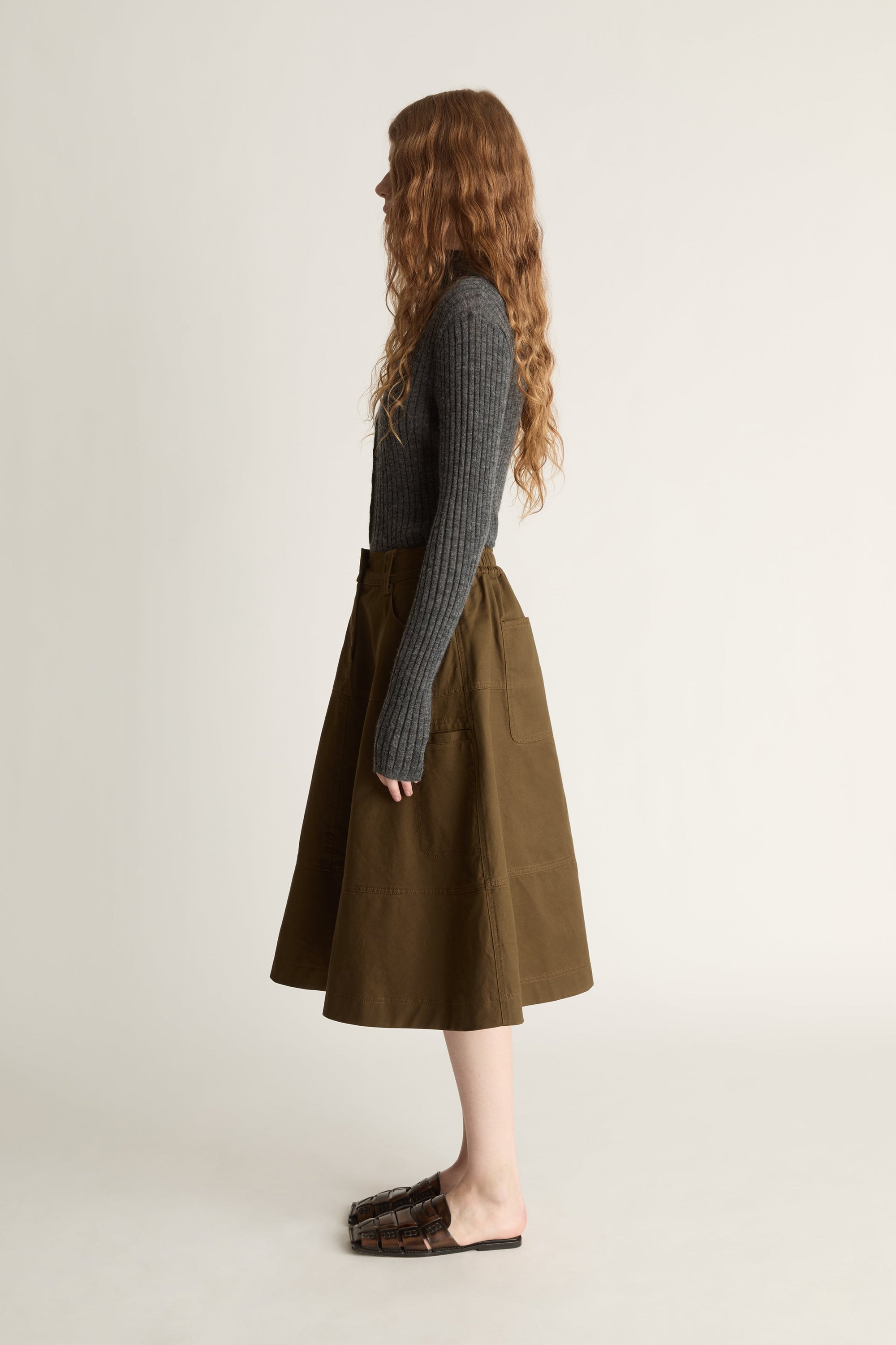 Harper Drill Flare Skirt