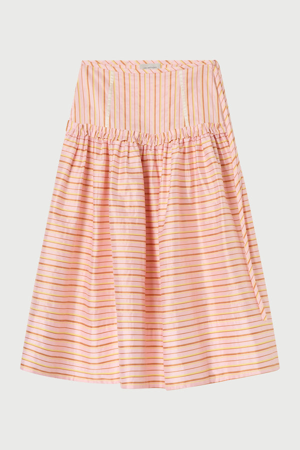 Striped skirt with pink and orange pattern on a white background