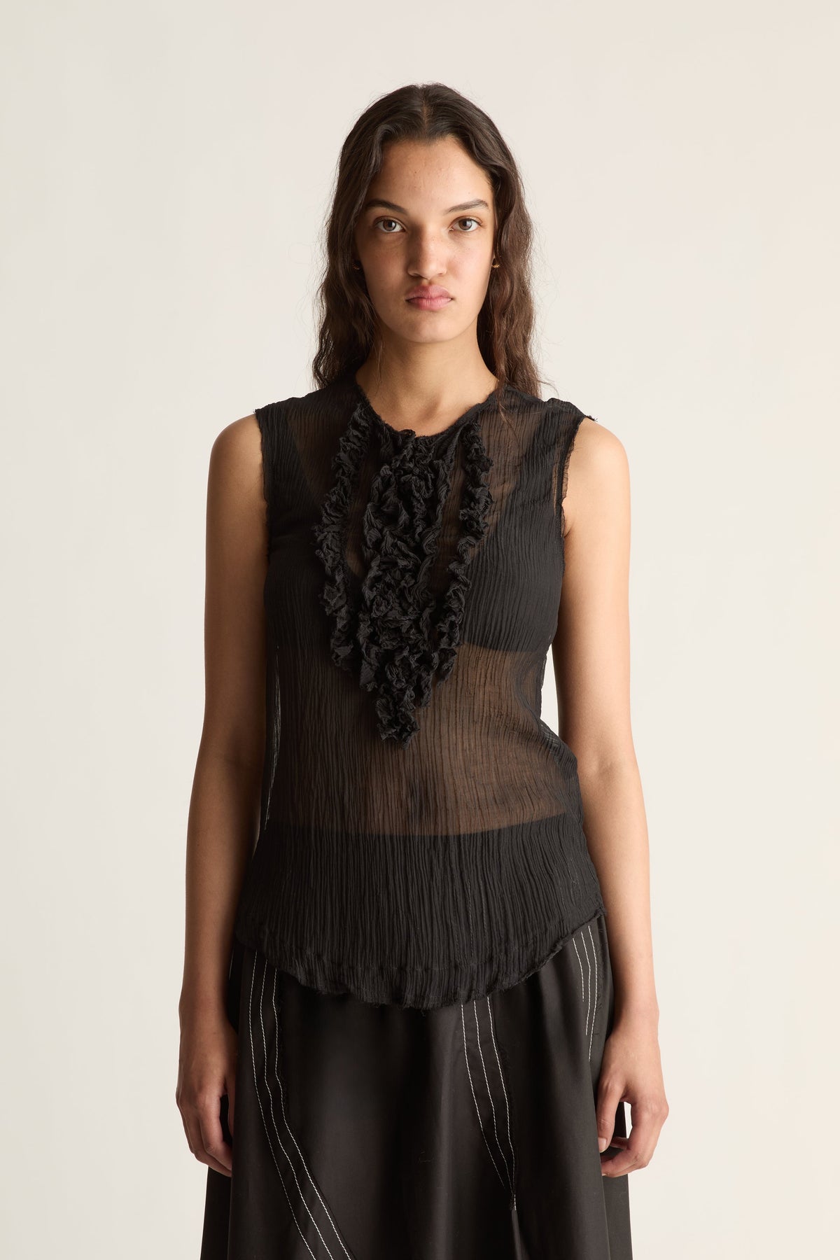 Olympia Silk Cotton Ruffle Top