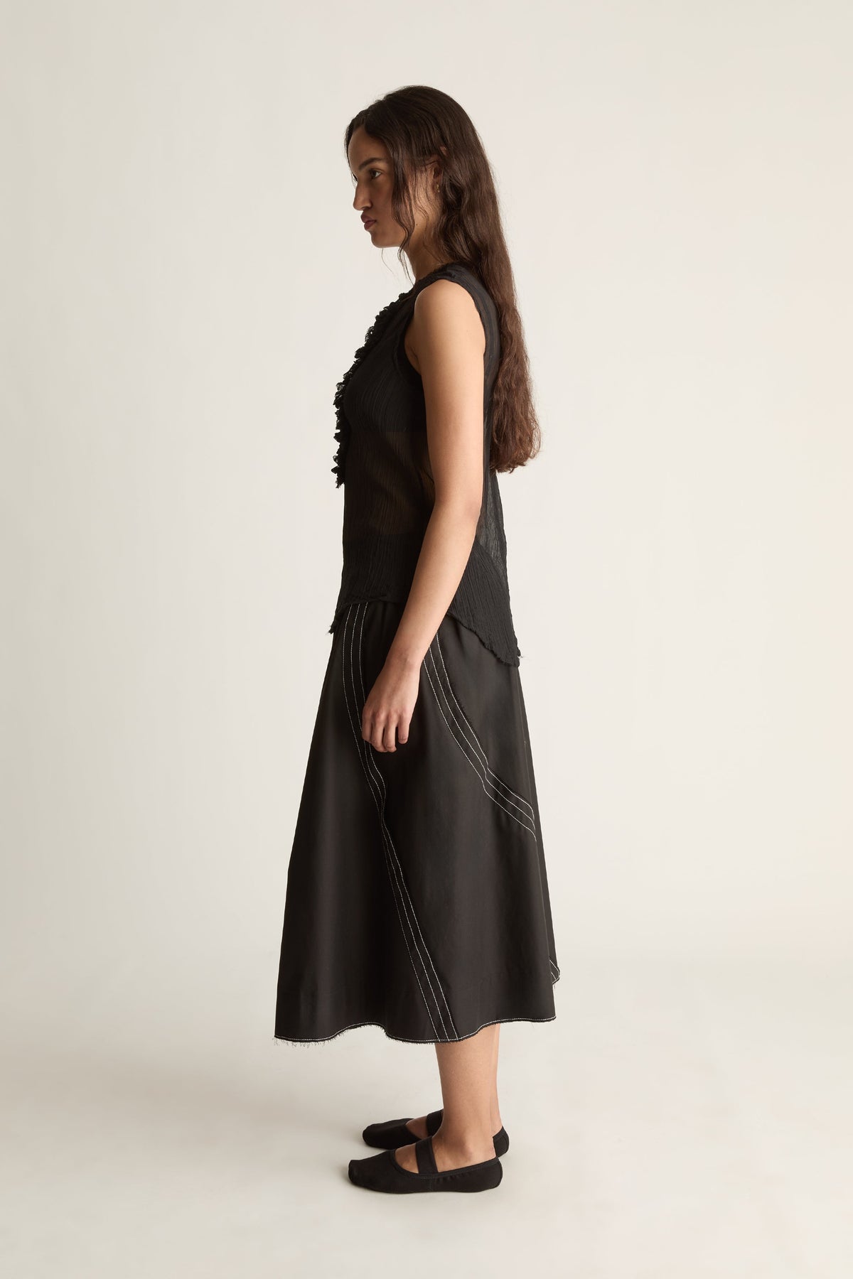 Olympia Silk Cotton Ruffle Top