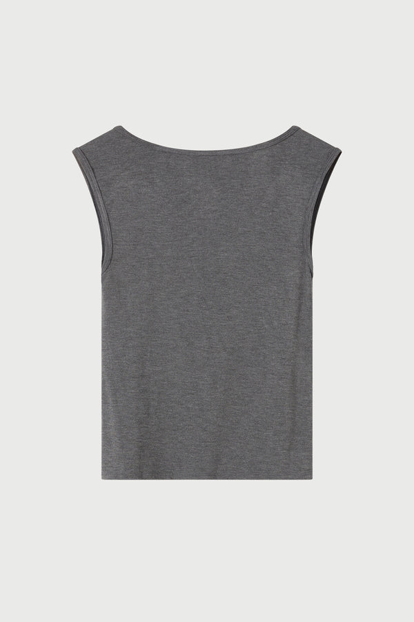 Recline Bateau Sleeveless Tank in Charcoal