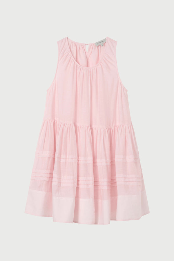 Pink dress against a white background