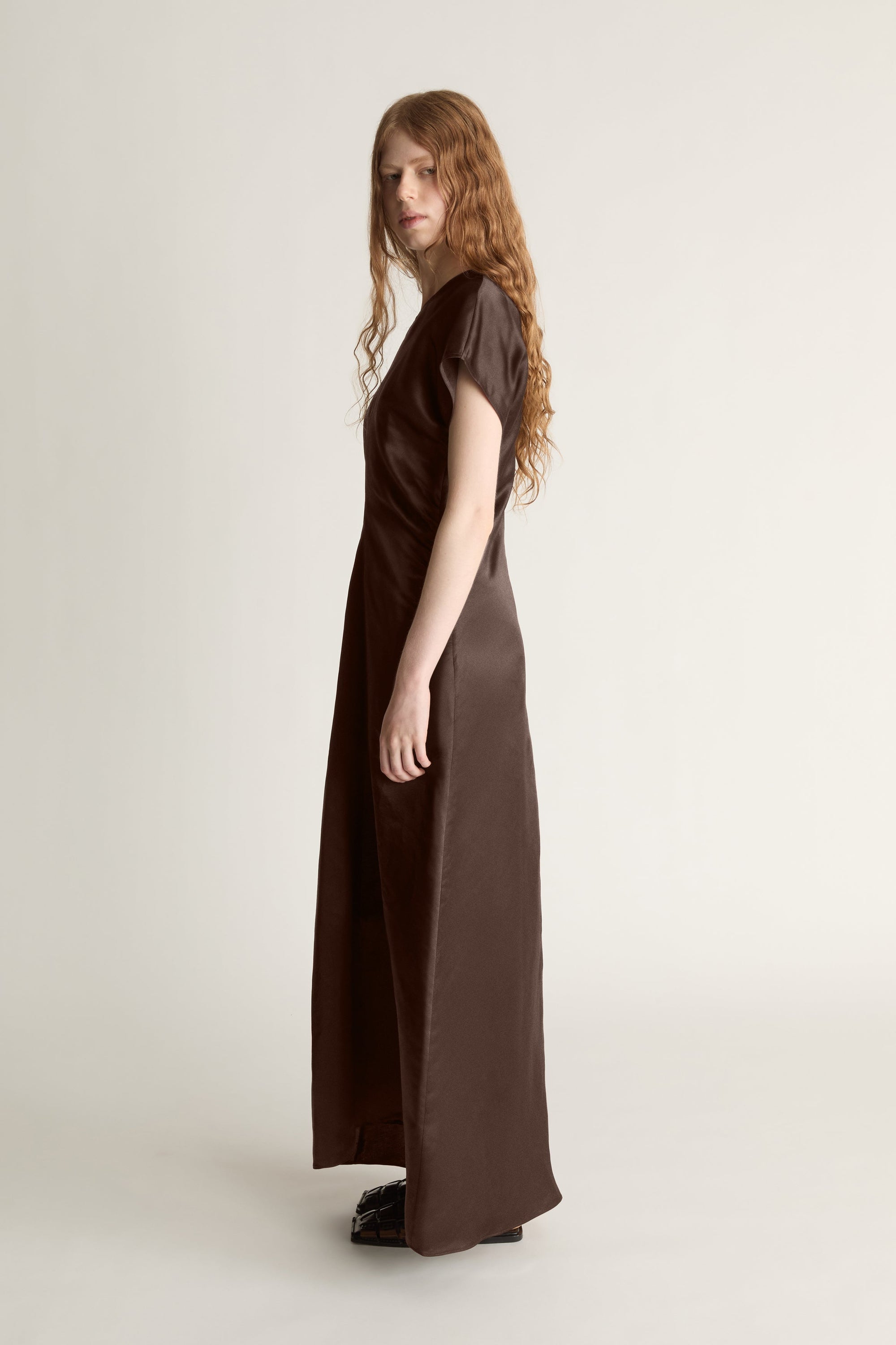stella silk dress Stella Draped Slinky Maxi Dress - Mocha Ombre