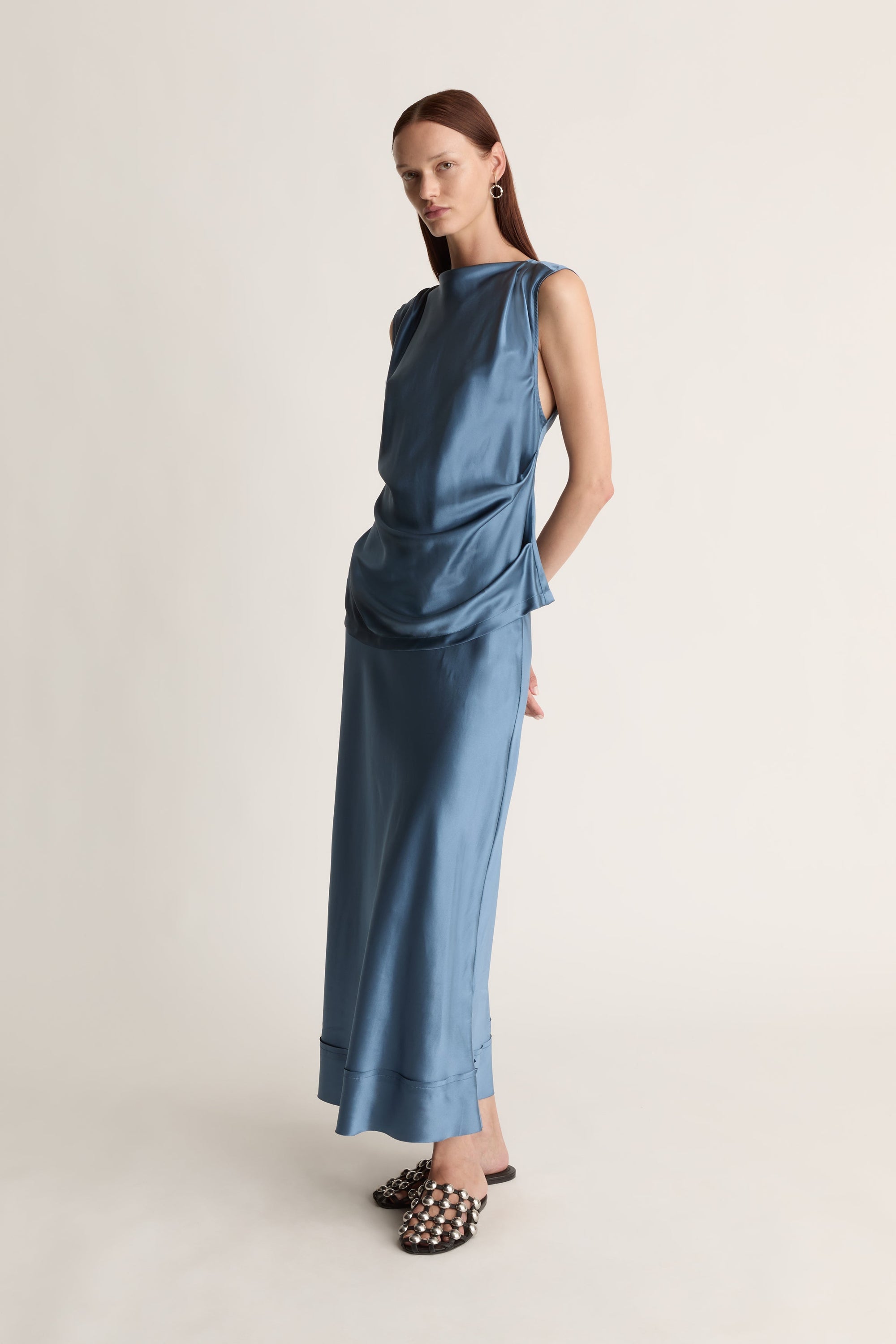Stella Silk Satin Drape Top