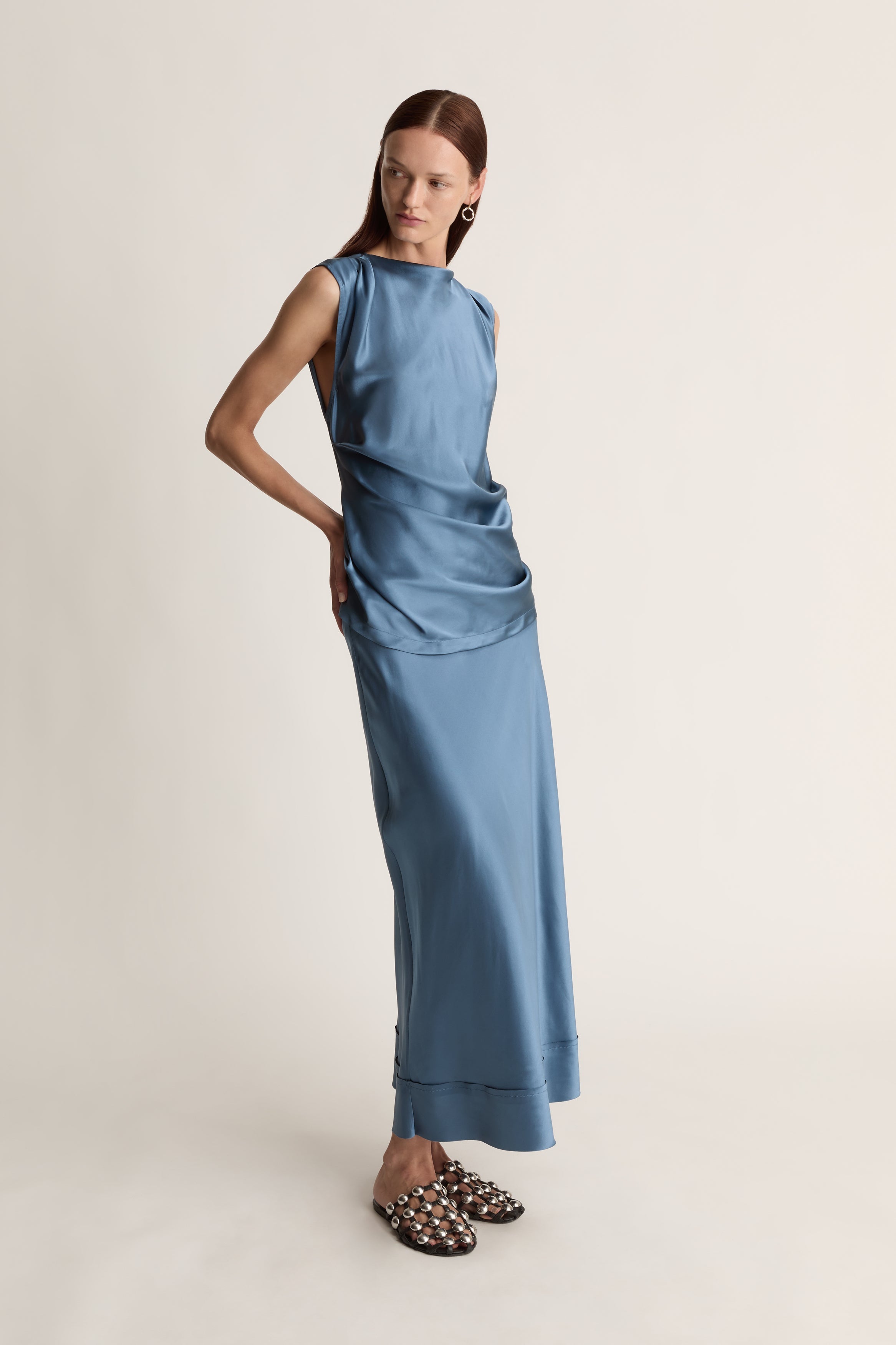 Stella Silk Satin Drape Top