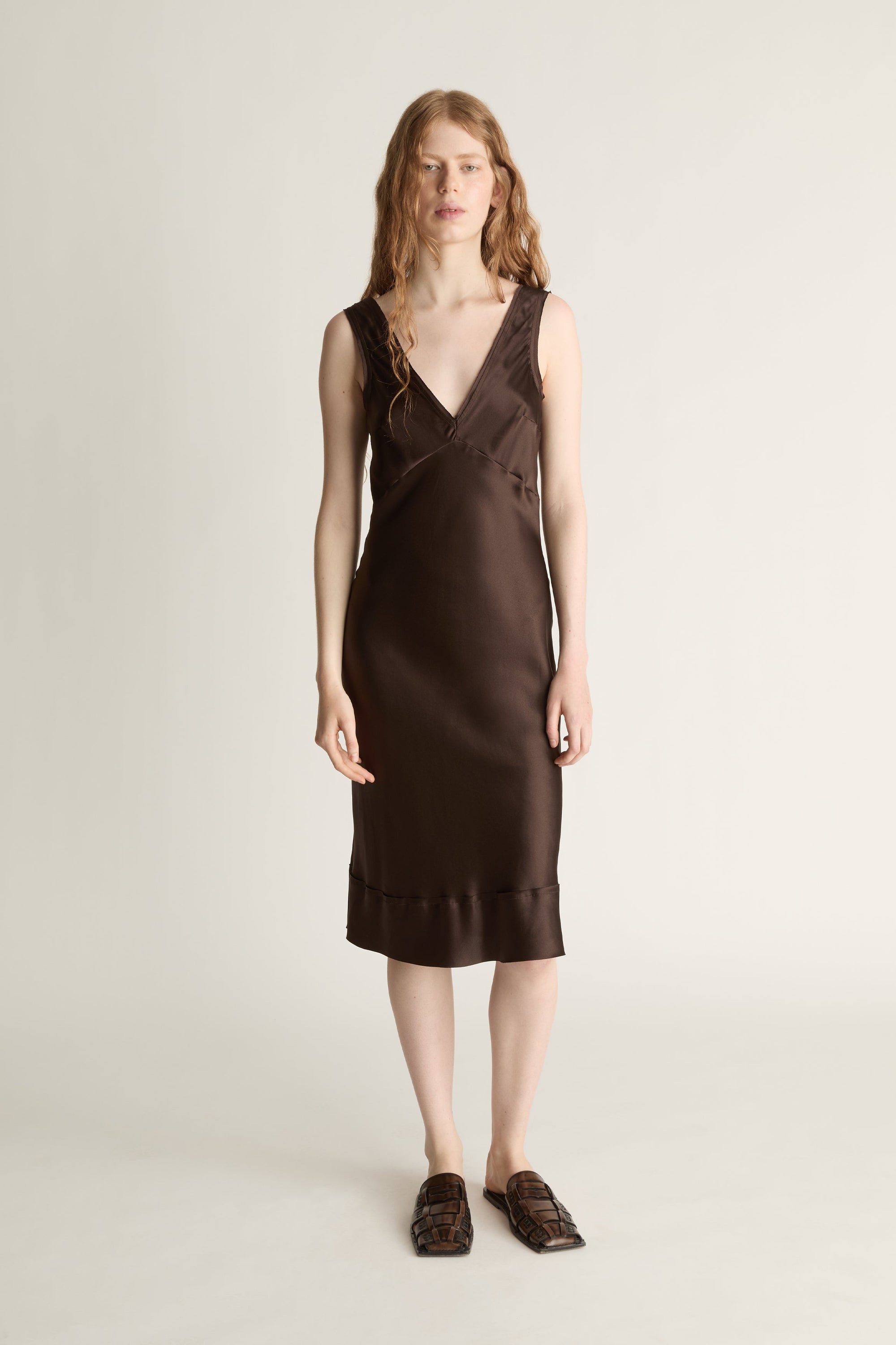 brown ruffle dress mini Ruffle Detail Shirring Mini Dress main image 1