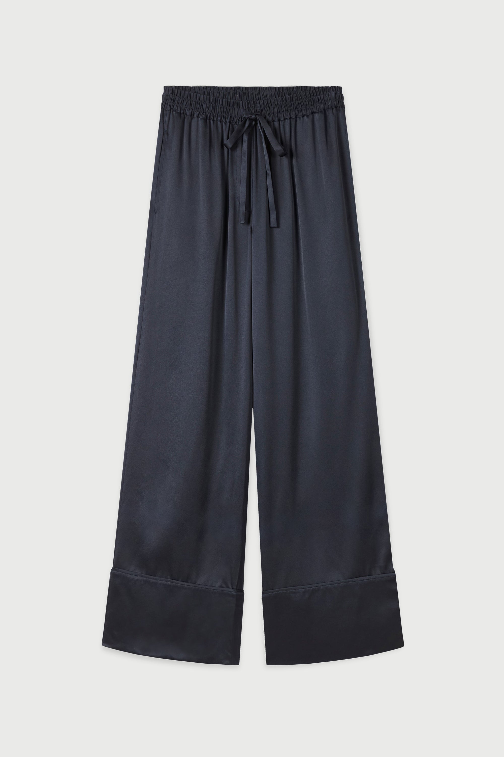 Stella silk satin pant in midnight 100% silk